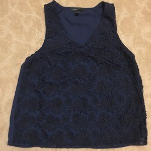 Banana Republic Black Lace & Navy Sleeveless Top